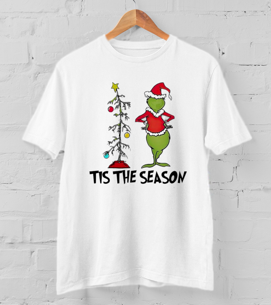 Grinch Tis The Season With Charlie Brown Christmas Tree T-Shirt