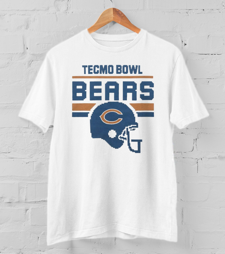 Tecmo Bowl Chicago Bears Helmet Iconography Retro 8-Bit T-Shirt