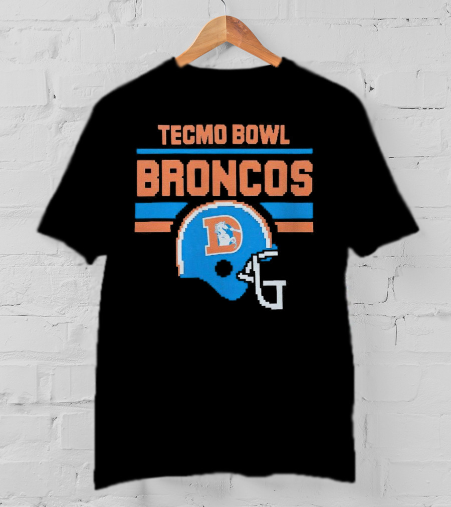 Tecmo Bowl Denver Broncos Retro Helmet Pixel T-Shirt
