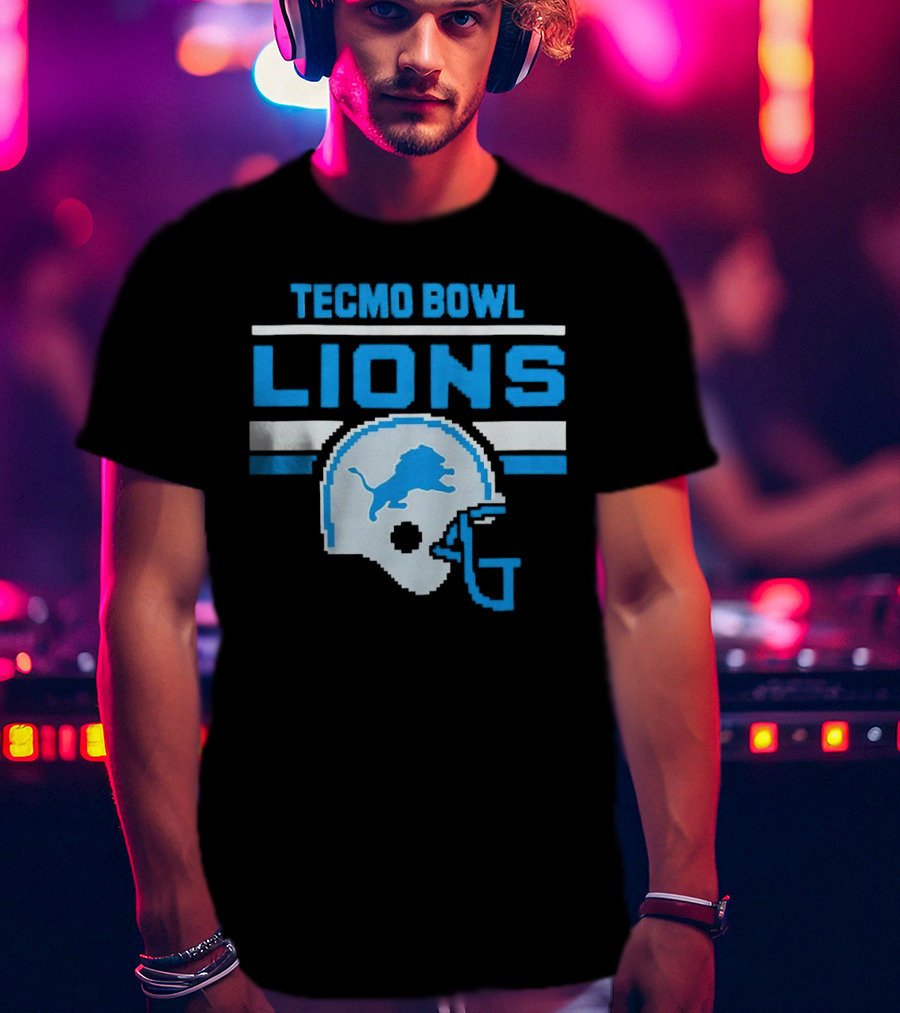 Tecmo Bowl Lions Helmet Detroit T-Shirt
