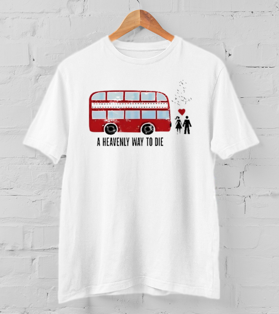 A Heavenly Way To Die Red Double-Decker Bus Couple And Heart T-Shirt
