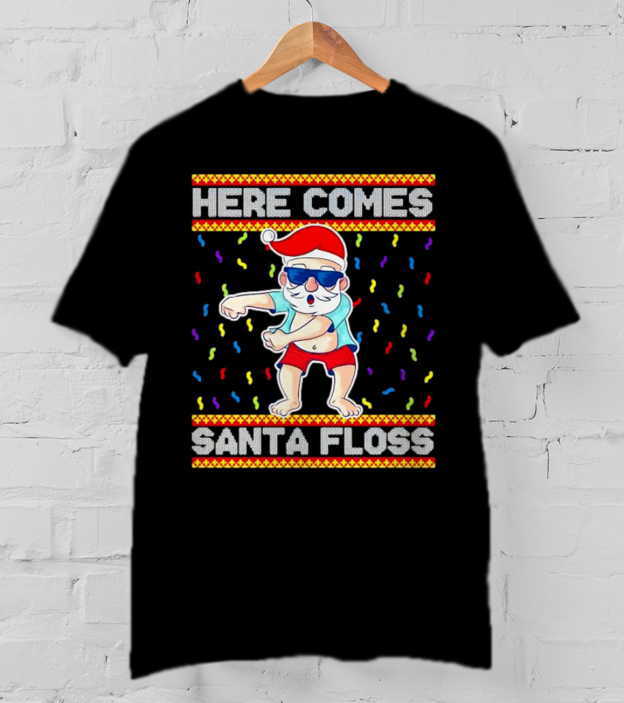 Here Comes Santa Floss Christmas Dance Party T-Shirt