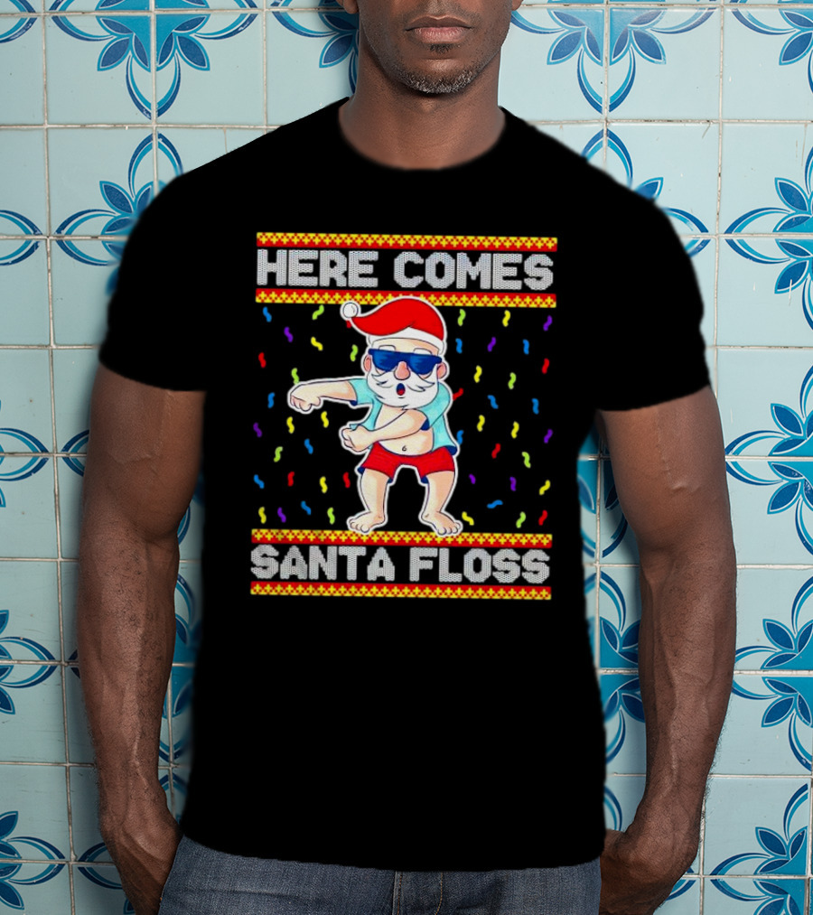 Here Comes Santa Floss Christmas Dance Party T-Shirt