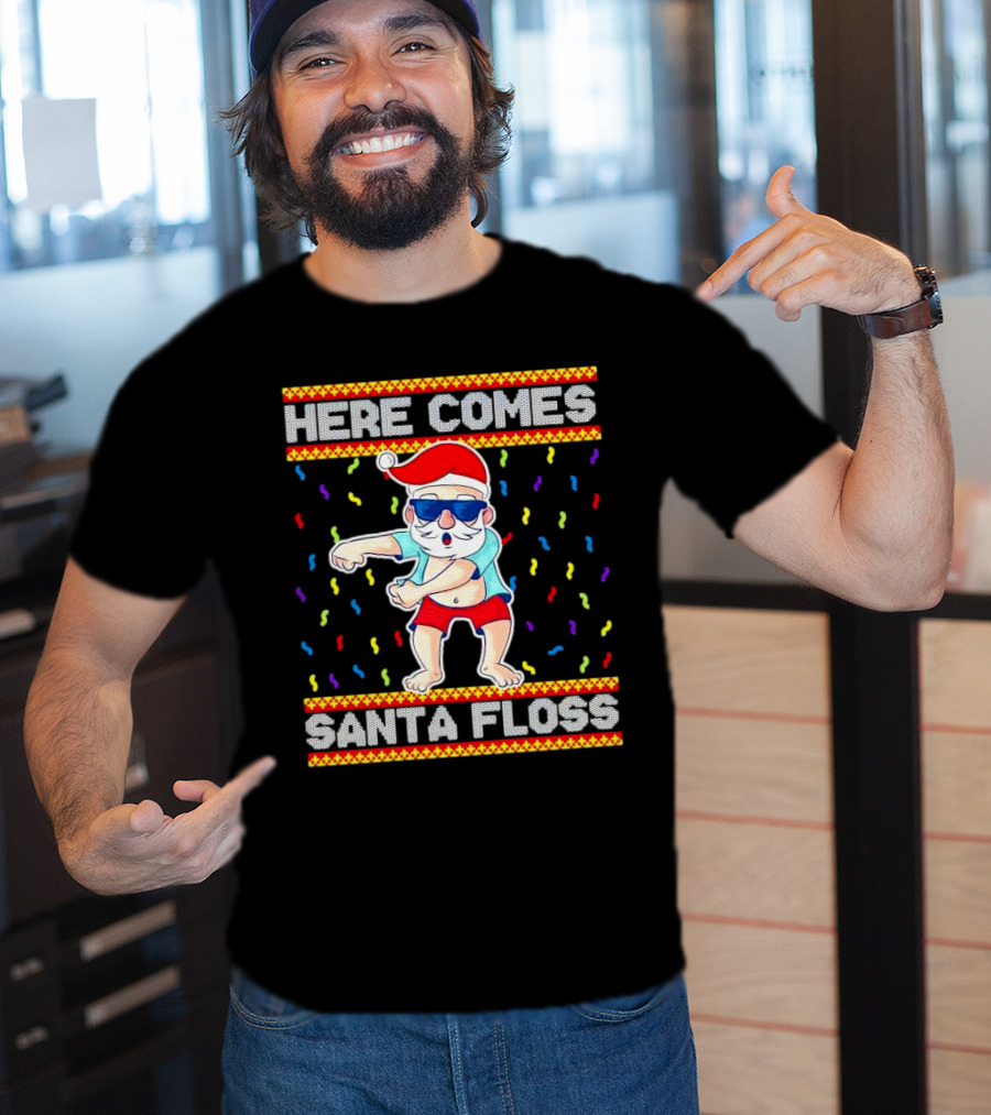 Here Comes Santa Floss Christmas Dance Party T-Shirt
