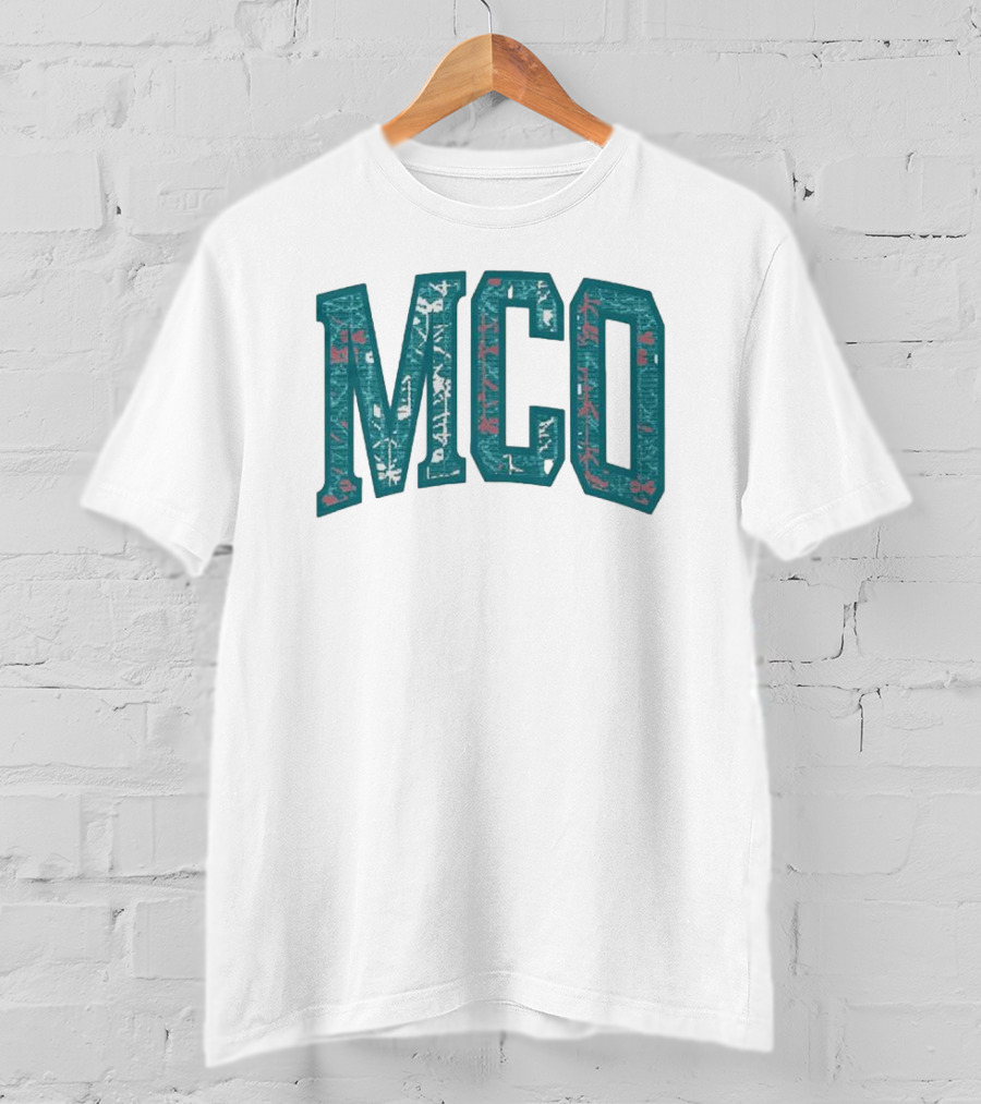 MCO Magic Carpet Oasis Vintage Teal Textured Letters T-Shirt