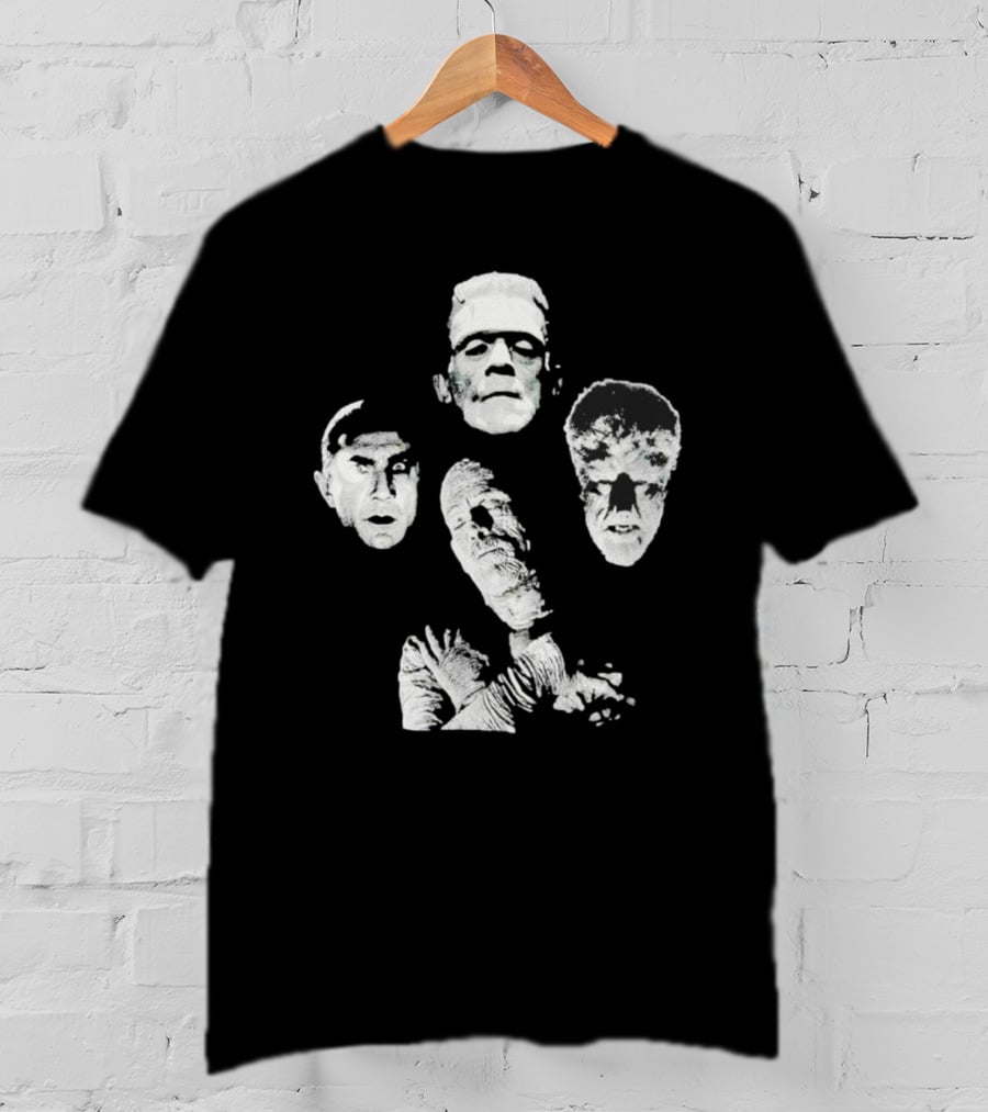 Rock Rebel Monster Dracula Frankenstein Mummy Wolfman Horror Band T-Shirt