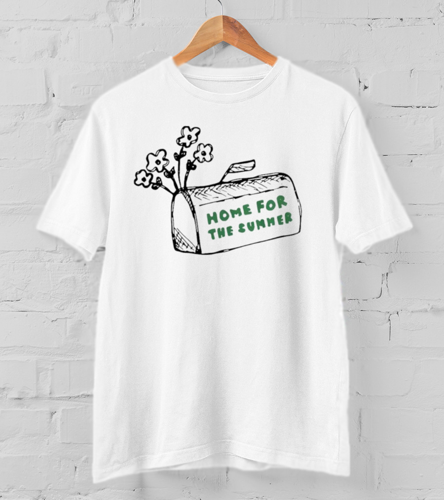 Sara Kays Home For The Summer Graphic With Flowers And Bag T-Shirt