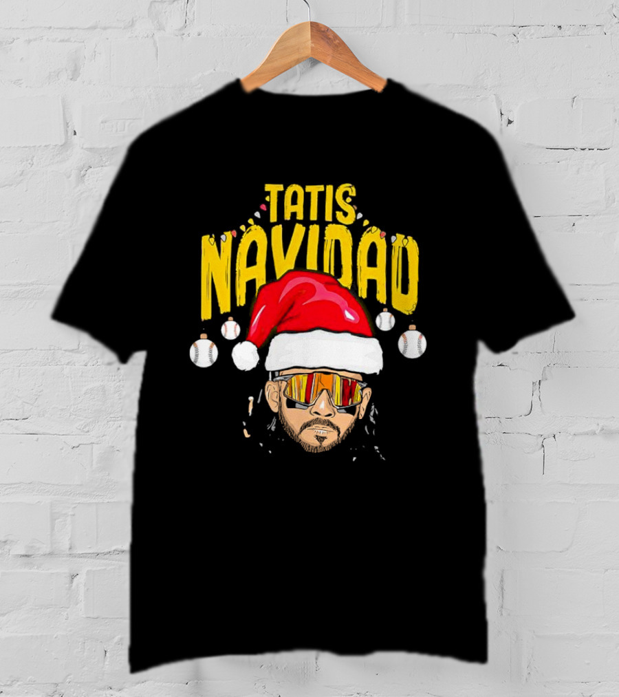 Tatis Navidad Santa Hat Baseball Sunglasses T-Shirt
