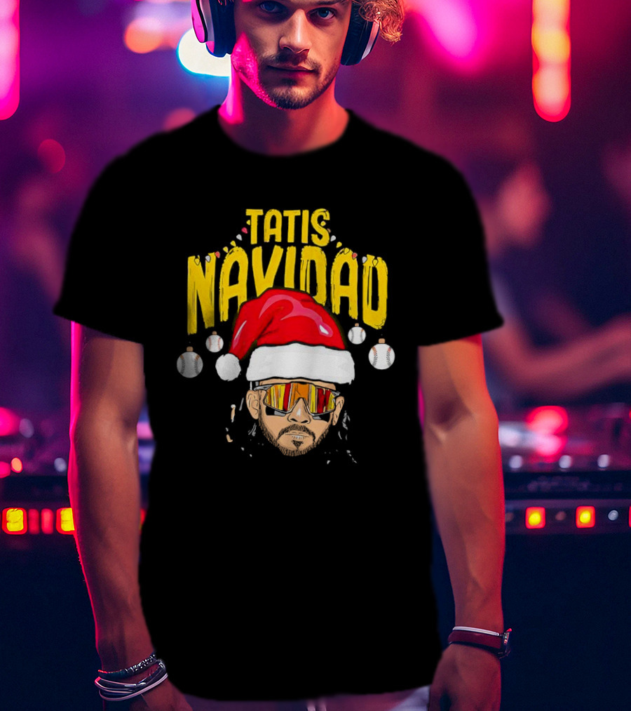 Tatis Navidad Santa Hat Baseball Sunglasses T-Shirt