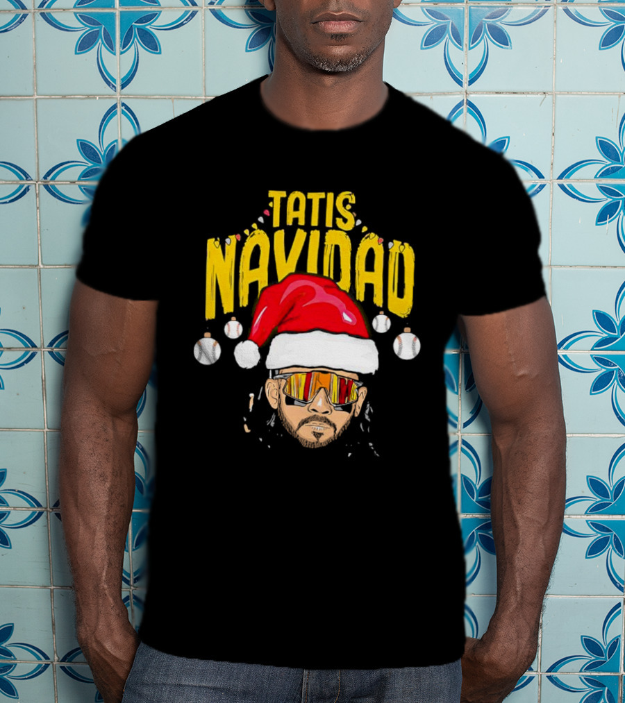 Tatis Navidad Santa Hat Baseball Sunglasses T-Shirt