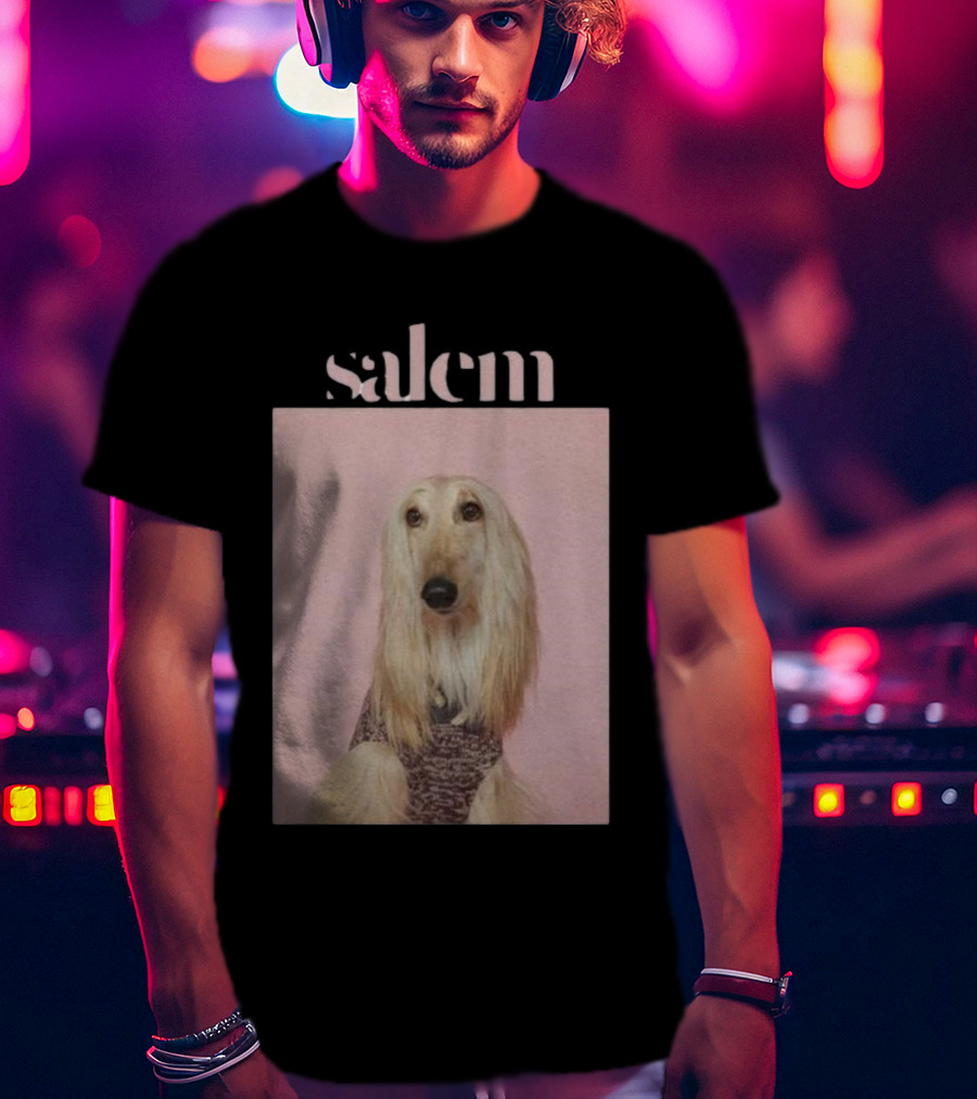 Salem Ilese Dog Afghan Hound Portrait On Pink Background T-Shirt