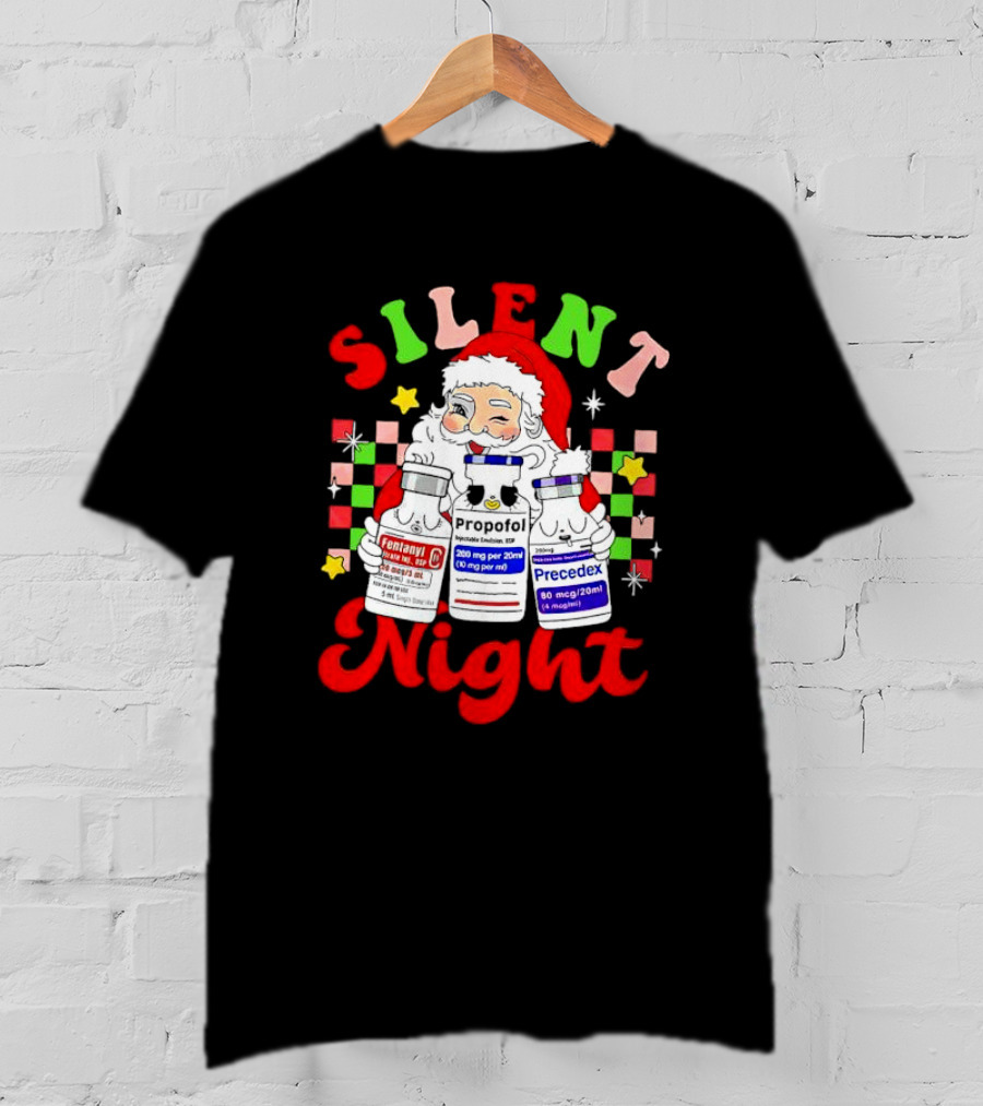 Silent Night ICU Nurse Christmas Santa Helpers T-Shirt