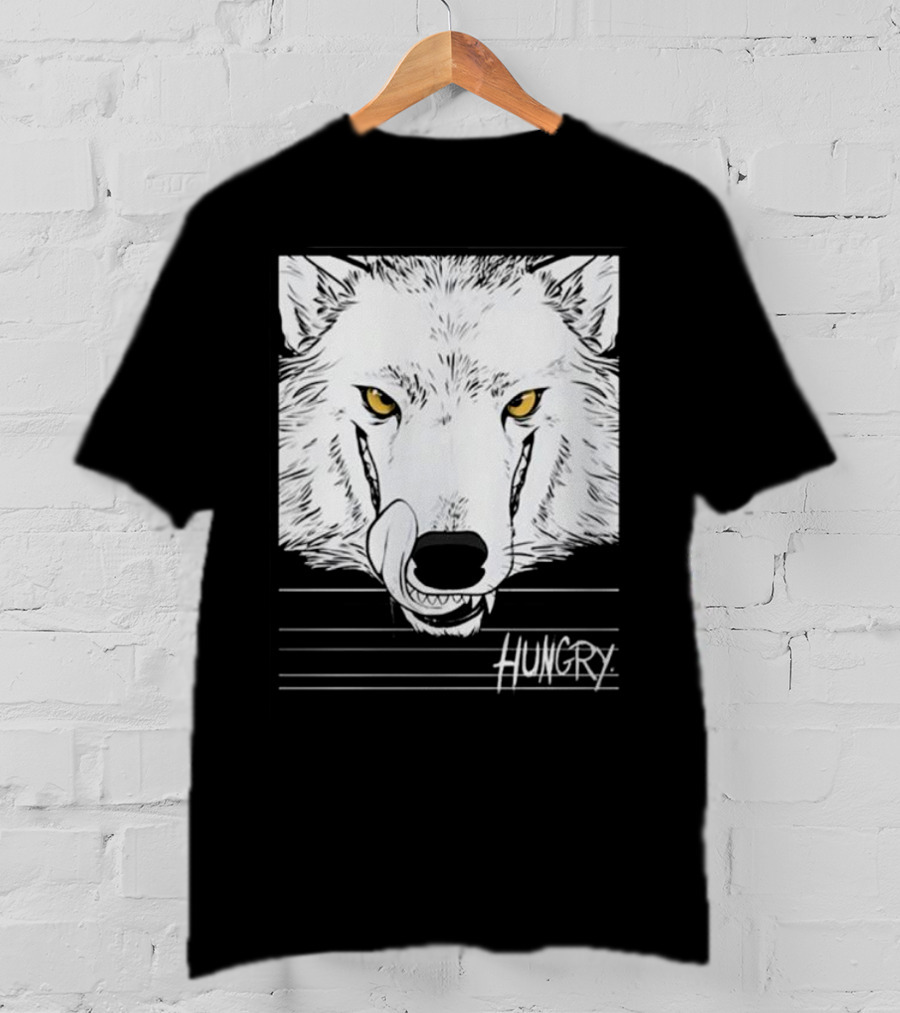 Hungry Wolf Illustration With Intense Expression T-Shirt