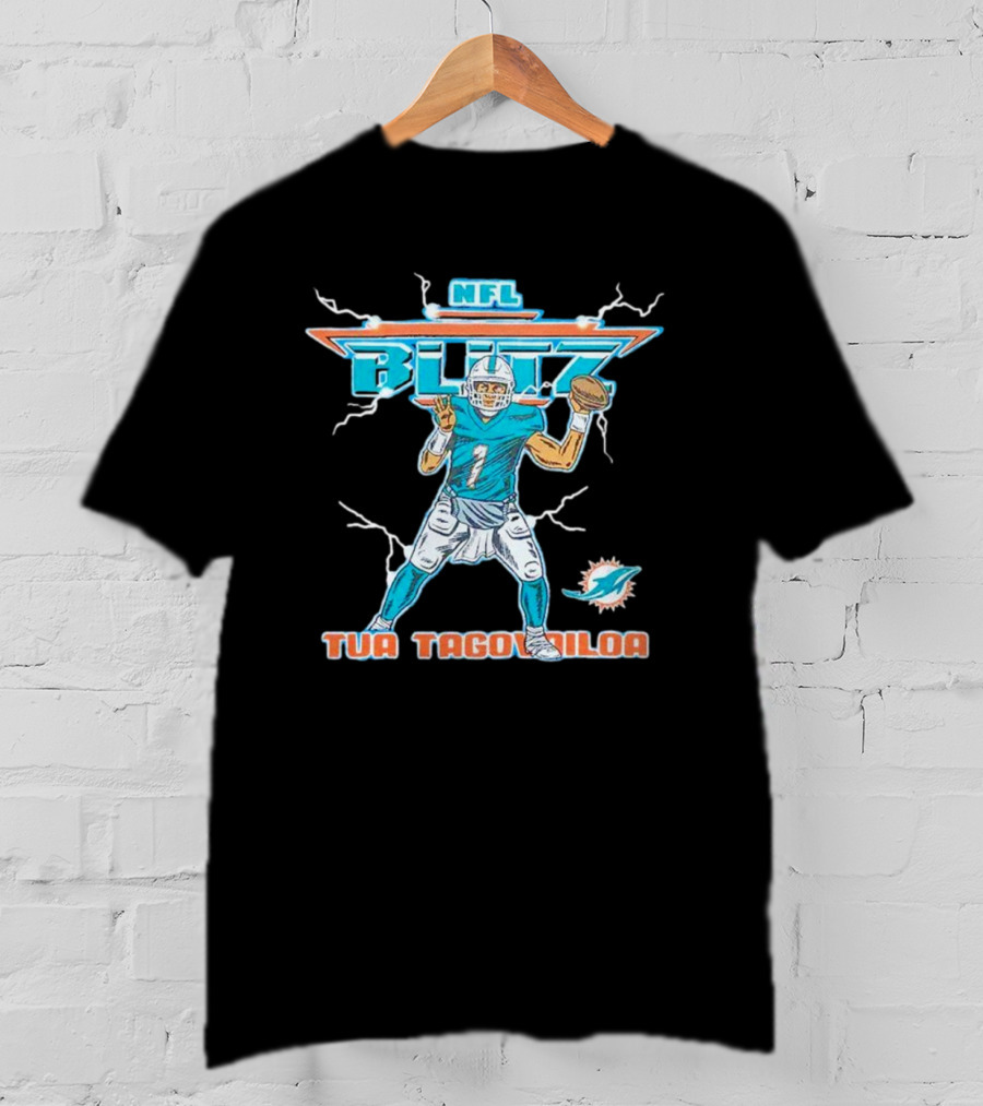 Tua Tagovailoa Miami Dolphins NFL Blitz Football T-Shirt