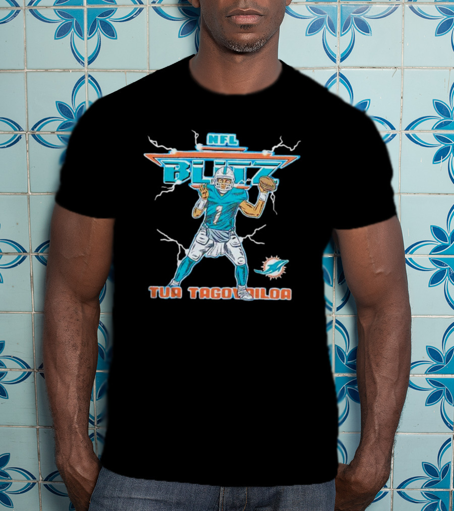 Tua Tagovailoa Miami Dolphins NFL Blitz Football T-Shirt