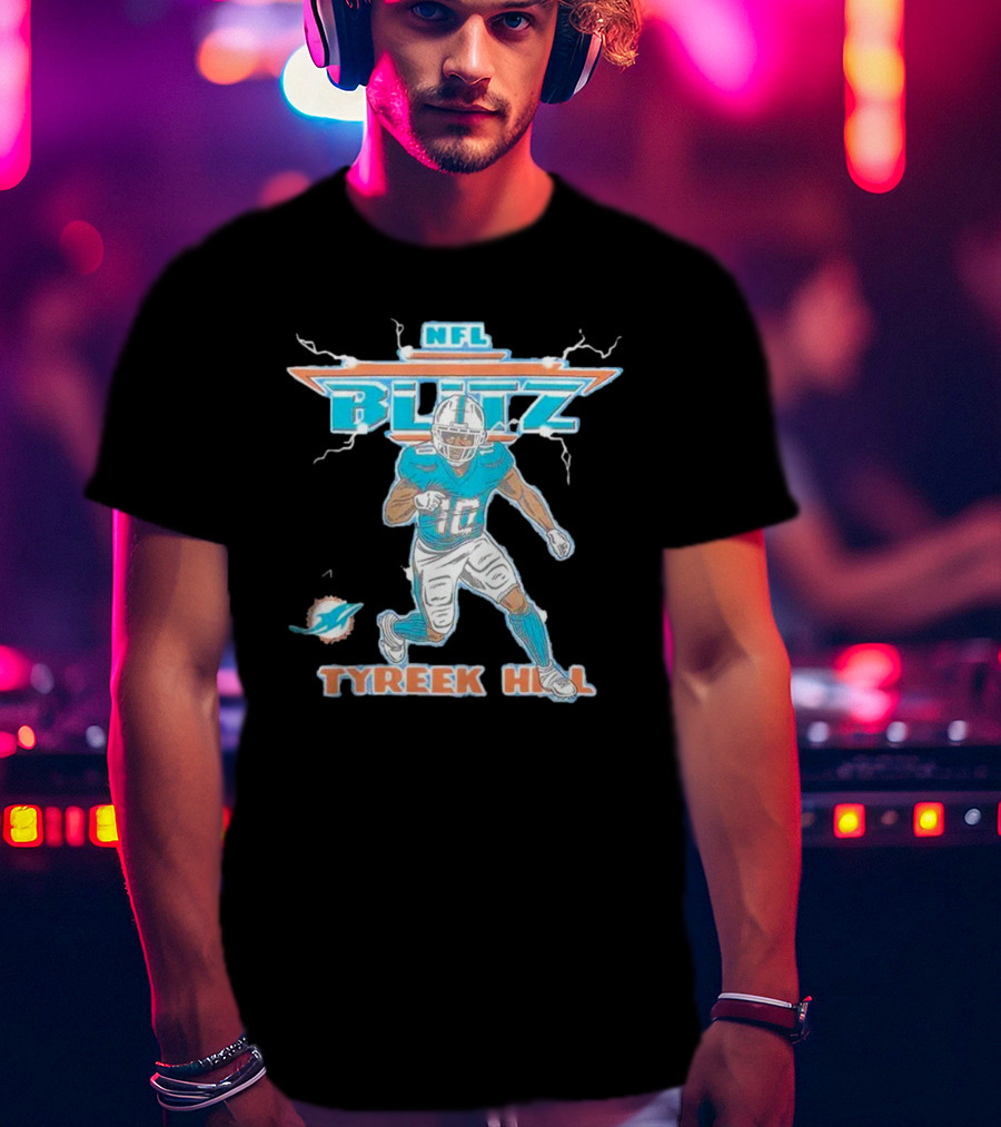 Tyreek Hill NFL Blitz Miami Dolphins Electric Football T-Shirt