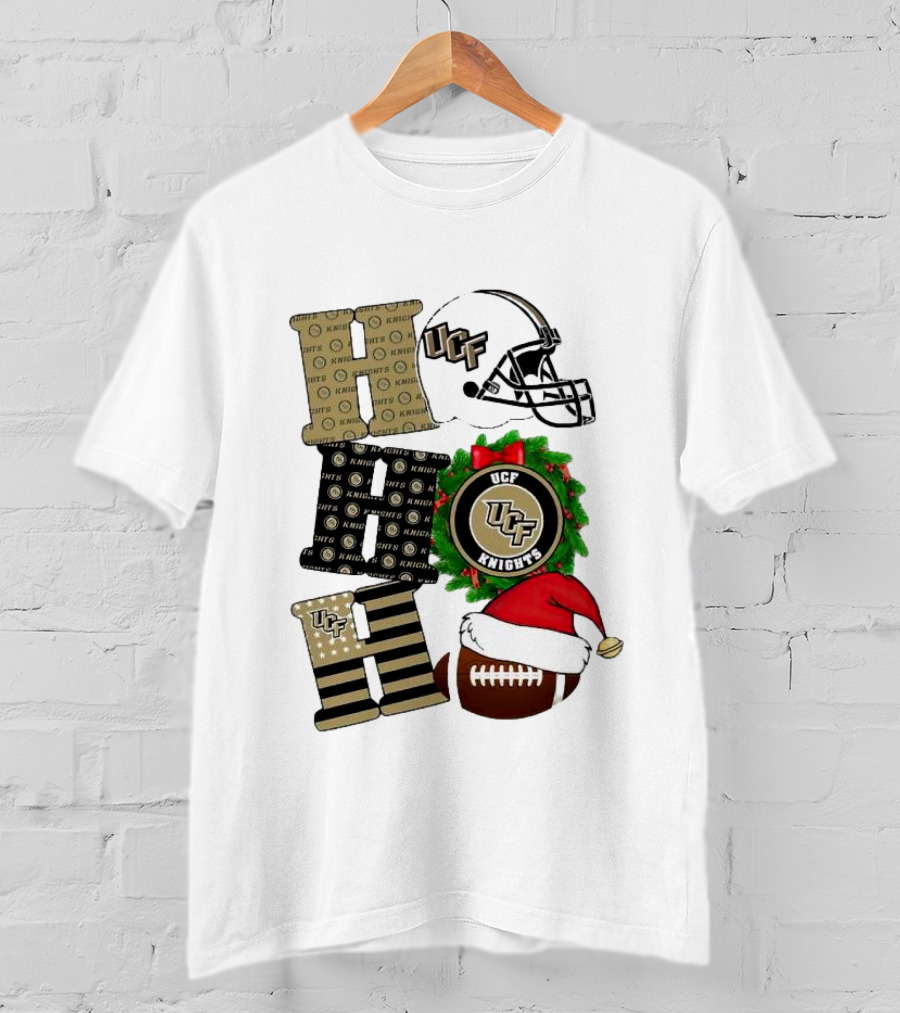 UCF Knights Christmas Helmet Wreath Football Holiday Cheer T-Shirt