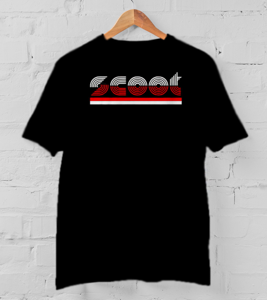 Portland Basketball Scoot Red And White Striped Typography T-Shirt