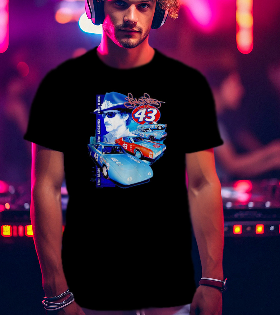 Richard Petty The Legend The King 43 Signature Racing Cars T-Shirt