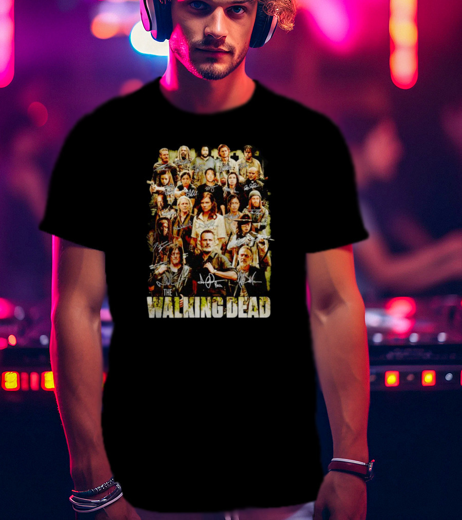 The Walking Dead Cast Image With Character Signatures T-Shirt