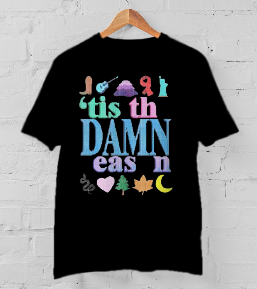 Christmas ’tis The Damn Season Colorful Icons And Symbols T-Shirt