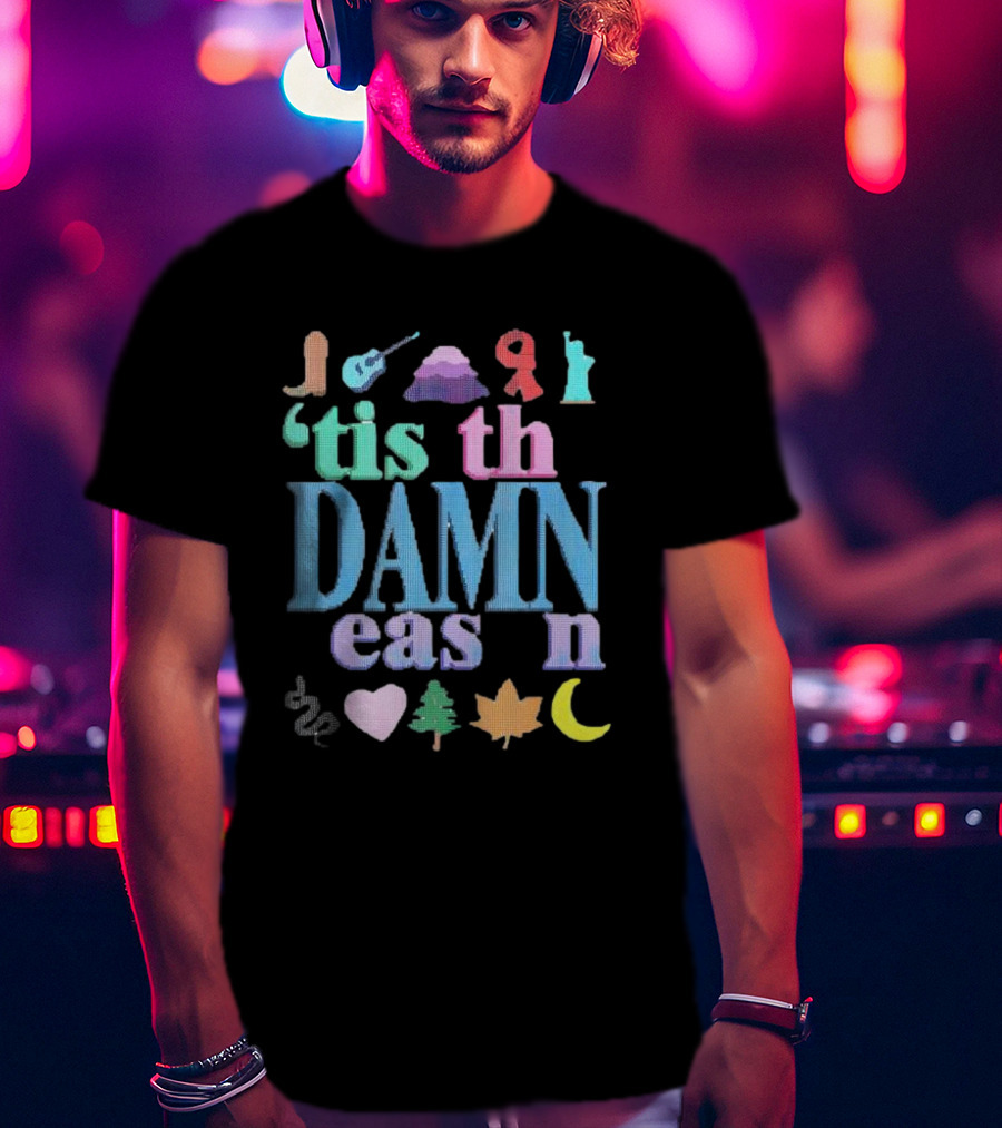 Christmas ’tis The Damn Season Colorful Icons And Symbols T-Shirt