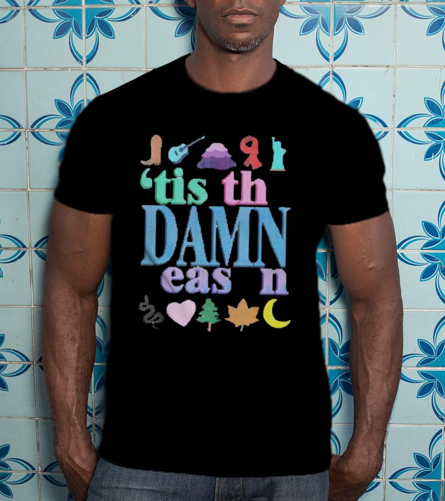 Christmas ’tis The Damn Season Colorful Icons And Symbols T-Shirt