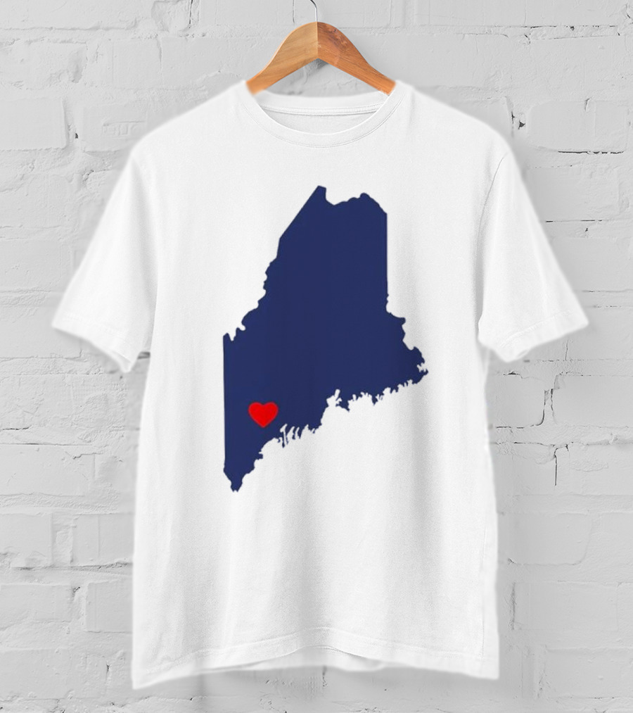 Lewiston Strong Heart Map Maine T-Shirt