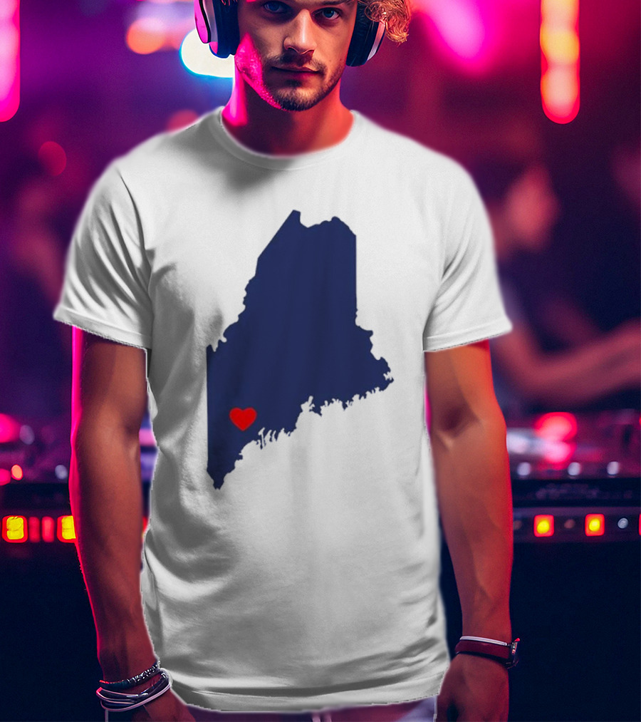 Lewiston Strong Heart Map Maine T-Shirt