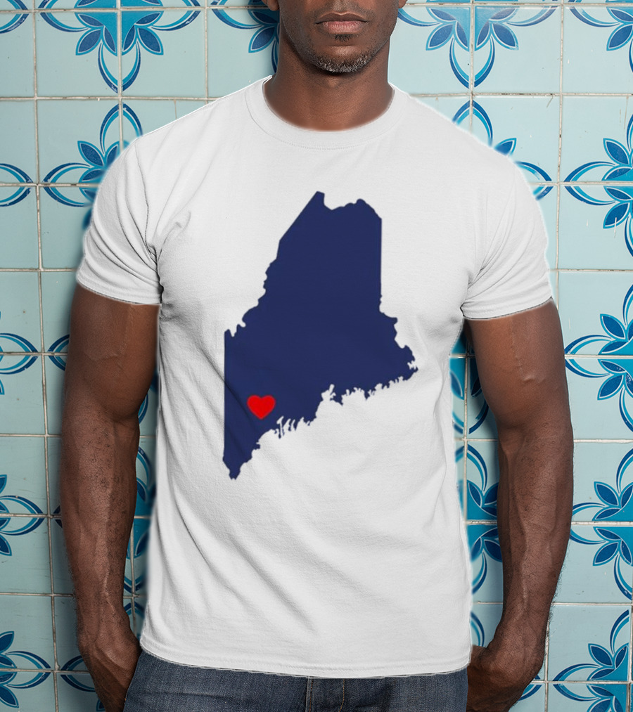 Lewiston Strong Heart Map Maine T-Shirt