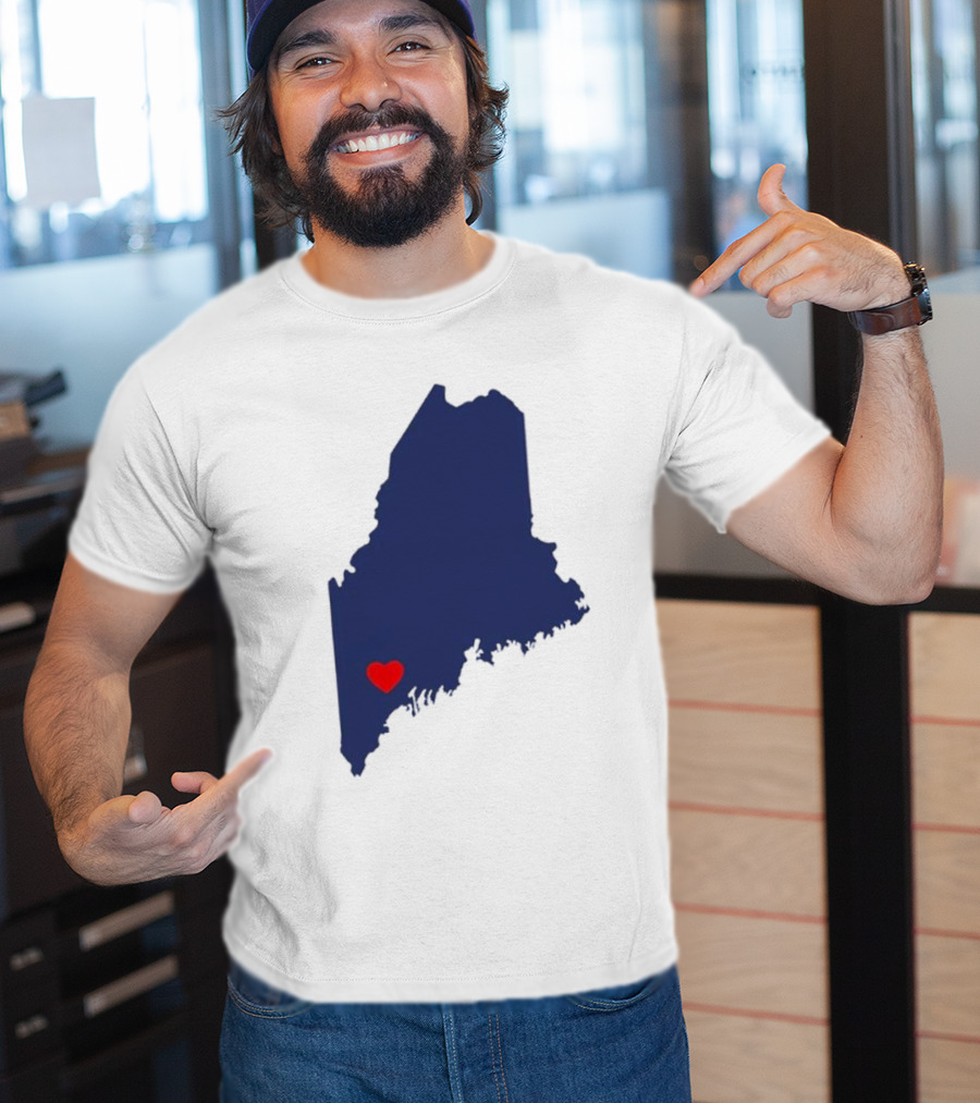 Lewiston Strong Heart Map Maine T-Shirt
