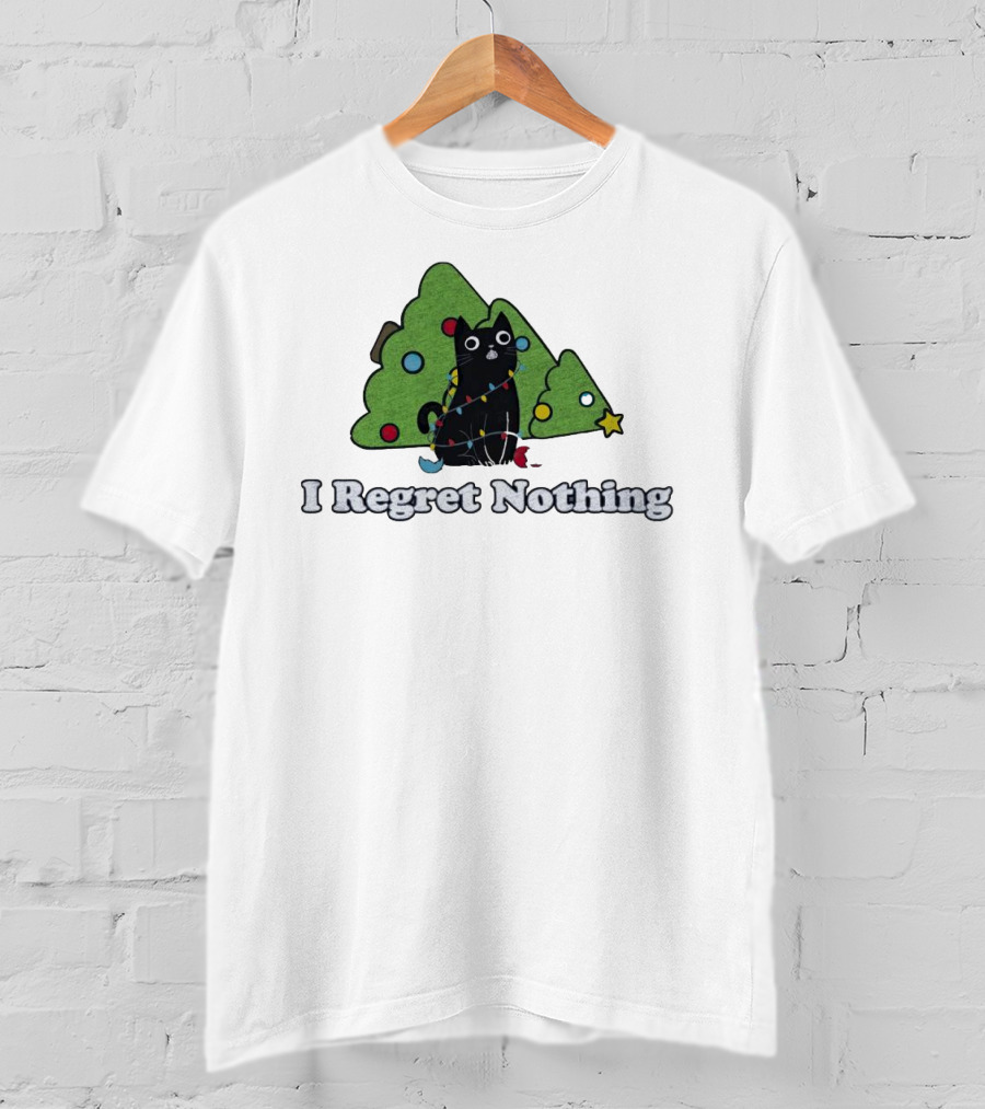 I Regret Nothing Black Cat Christmas Trees T-Shirt
