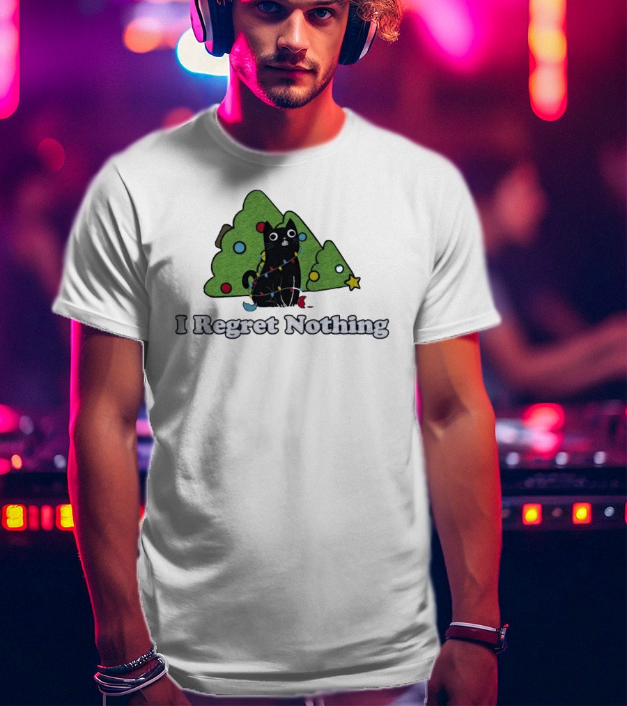 I Regret Nothing Black Cat Christmas Trees T-Shirt