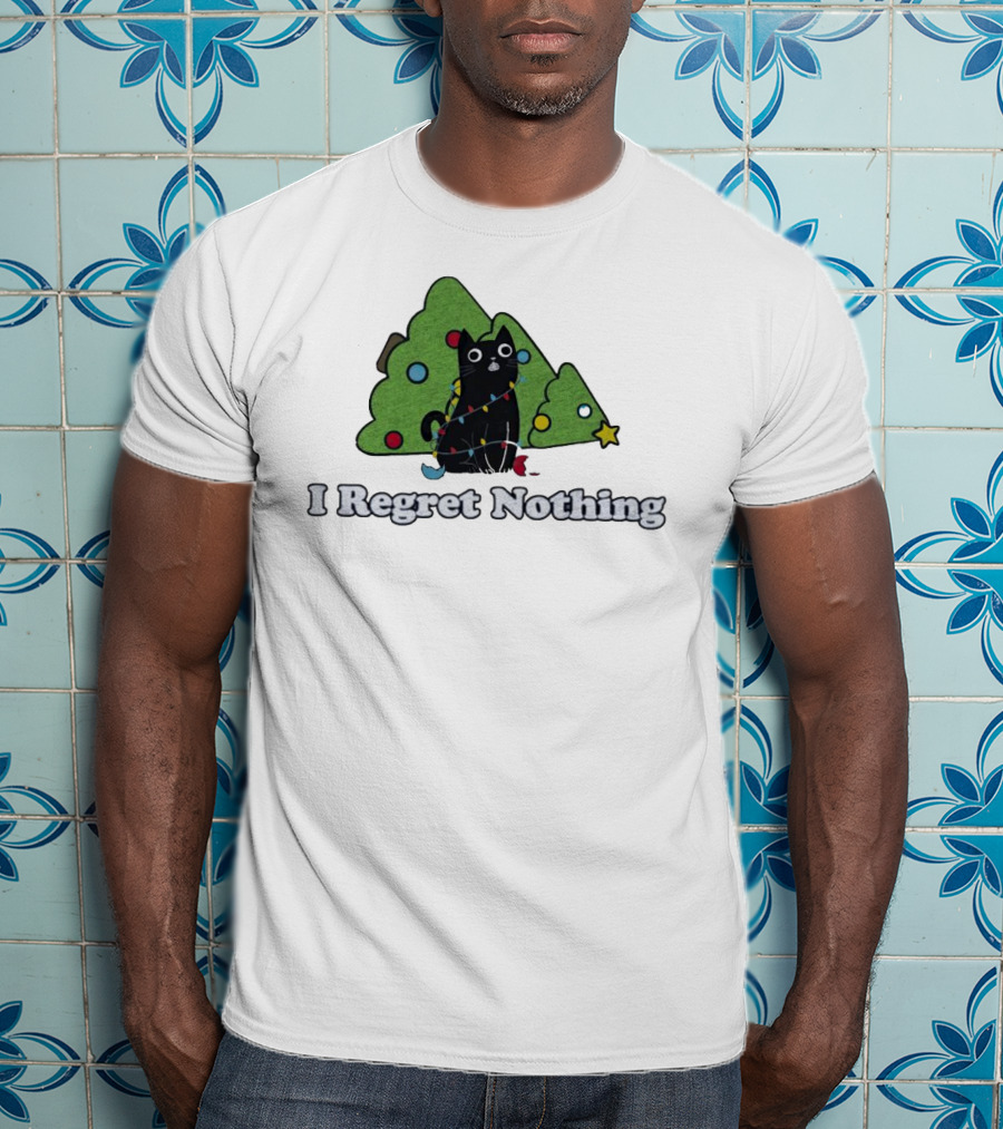 I Regret Nothing Black Cat Christmas Trees T-Shirt