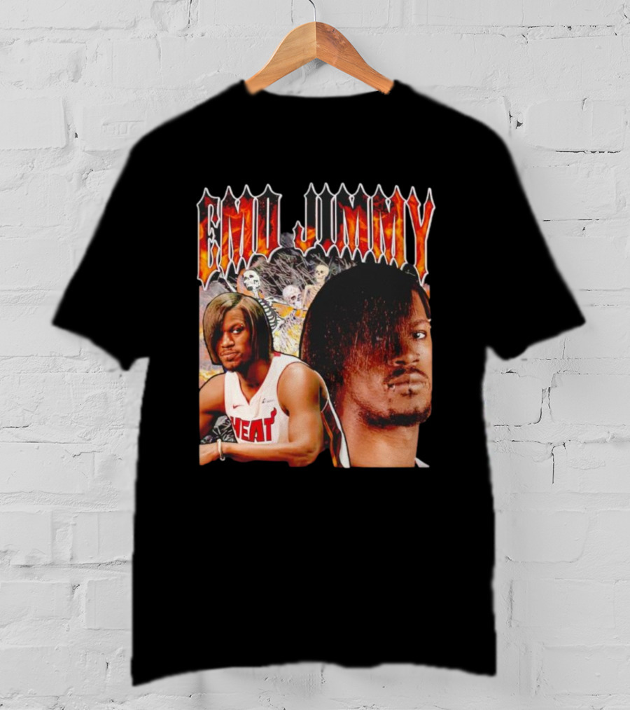 Emo Jimmy Butler Heat Skeleton Background T-Shirt