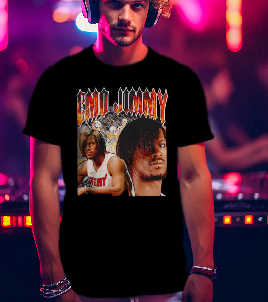 Emo Jimmy Butler Heat Skeleton Background T-Shirt