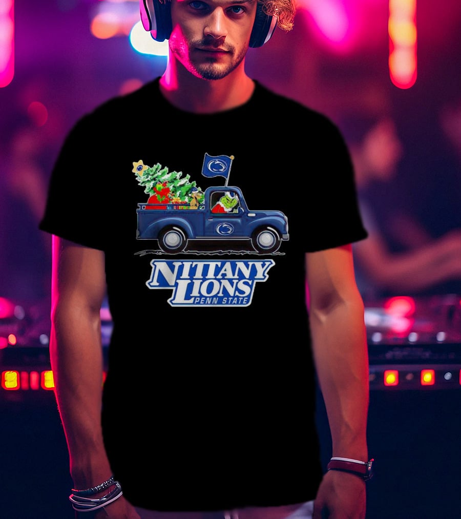 Grinch Driving Christmas Truck Nittany Lions Penn State T-Shirt