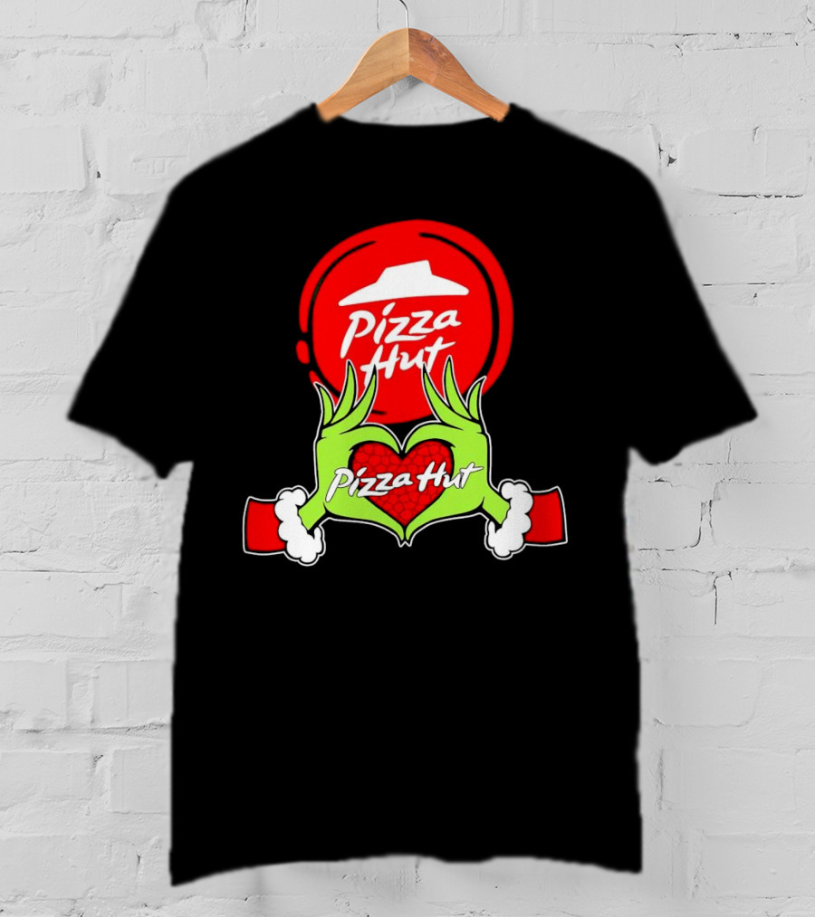 Pizza Hut Christmas Grinch Hands Heart T-Shirt