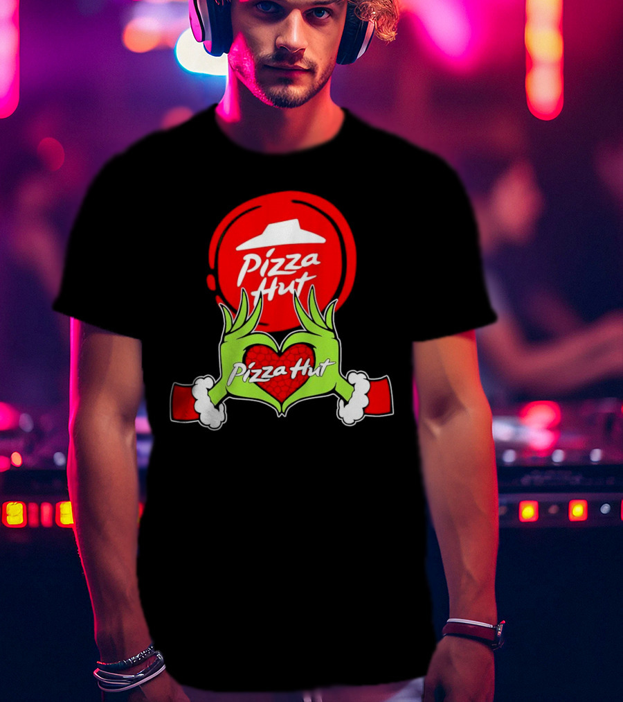 Pizza Hut Christmas Grinch Hands Heart T-Shirt