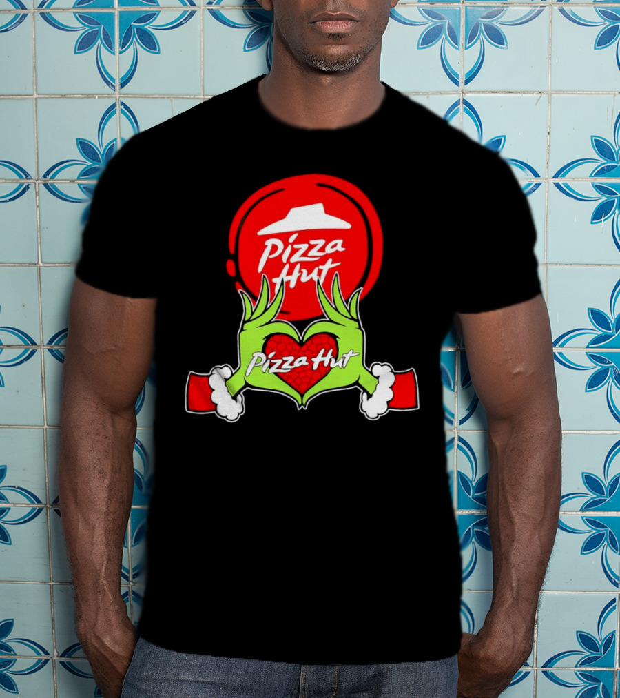Pizza Hut Christmas Grinch Hands Heart T-Shirt