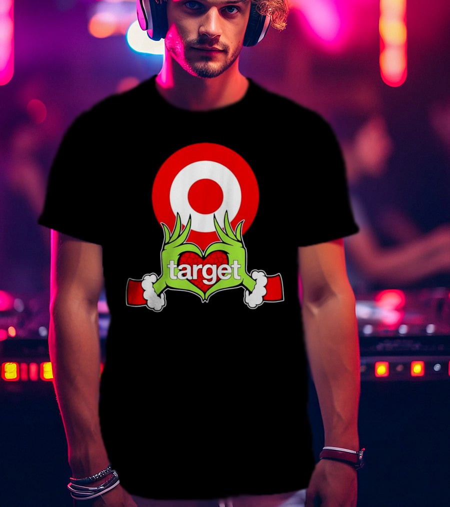 Grinch Hands Holding Heart In Front Of Target Christmas T-Shirt