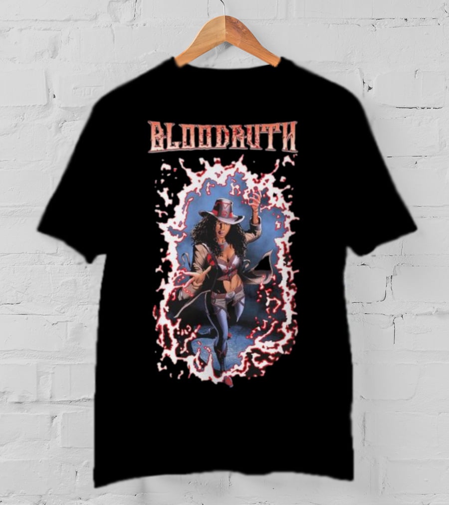 Rippaverse Comics Bloodruth Mysterious Heroine In Dynamic Fiery Aura T-Shirt