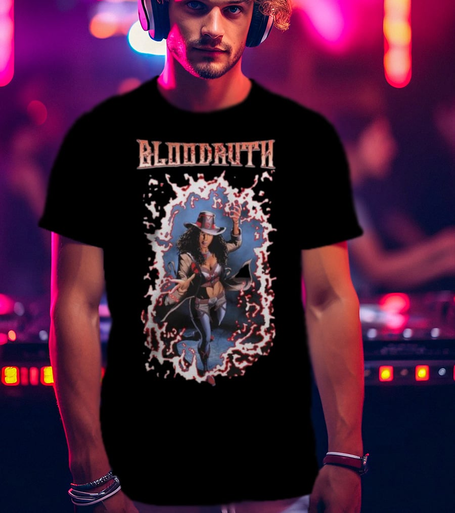 Rippaverse Comics Bloodruth Mysterious Heroine In Dynamic Fiery Aura T-Shirt