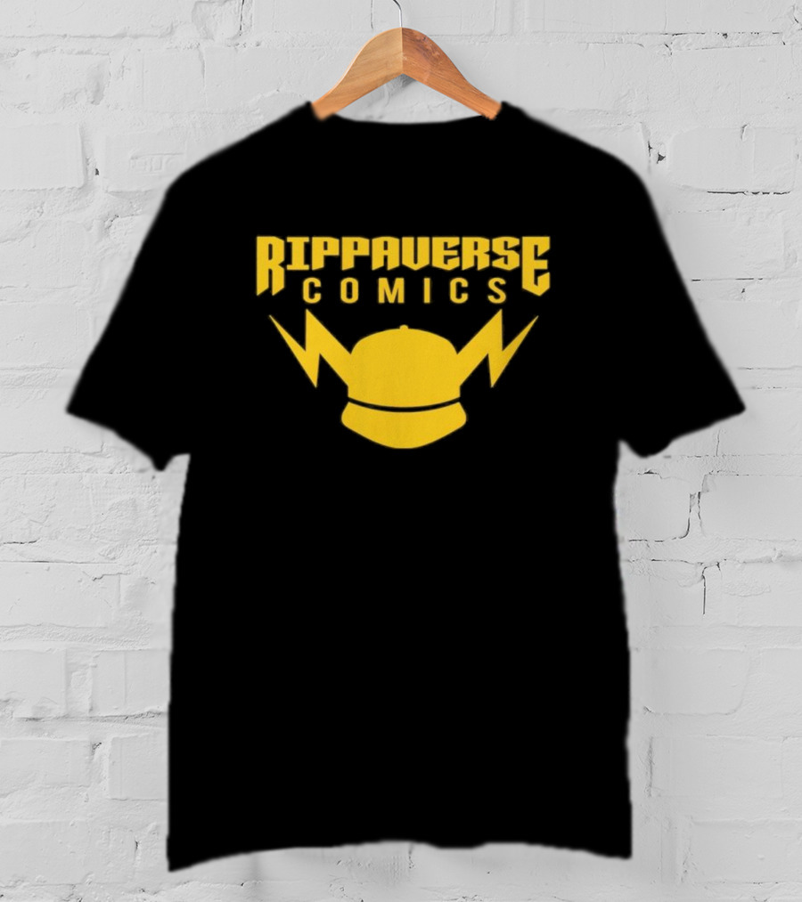 Rippaverse Comics Logo With Yellow Lightning And Cap T-Shirt