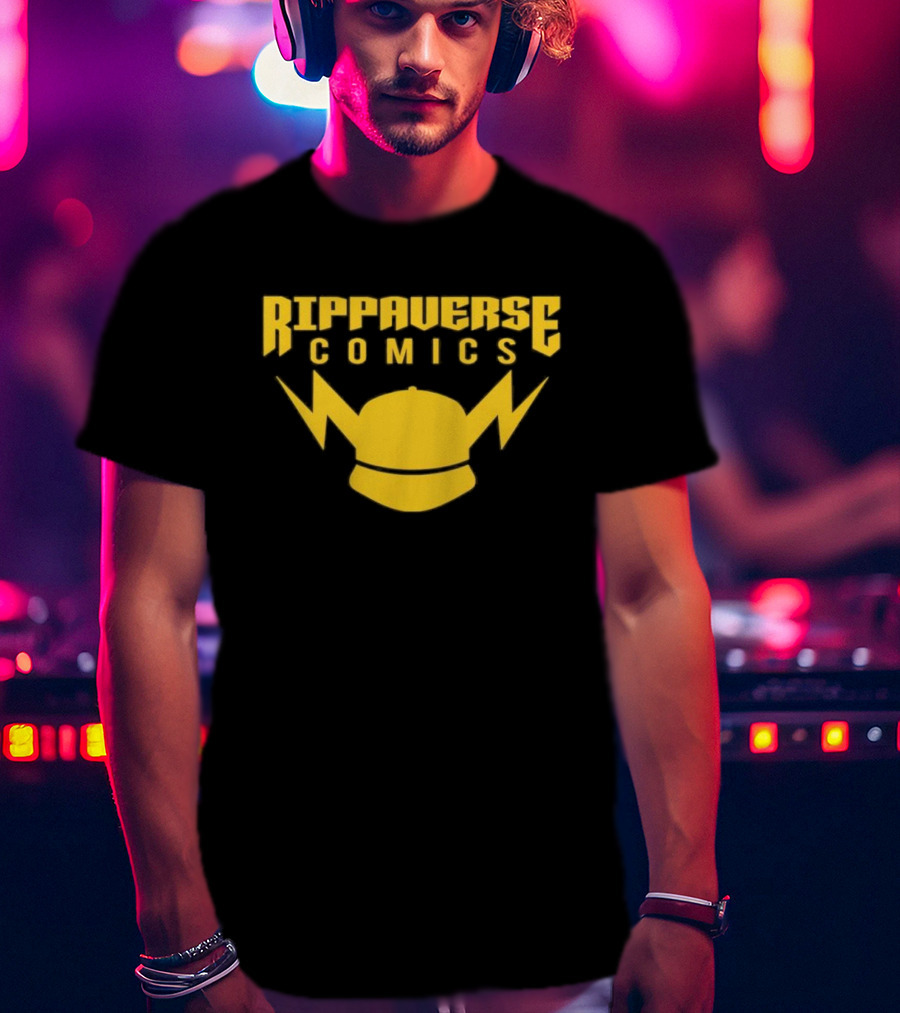 Rippaverse Comics Logo With Yellow Lightning And Cap T-Shirt