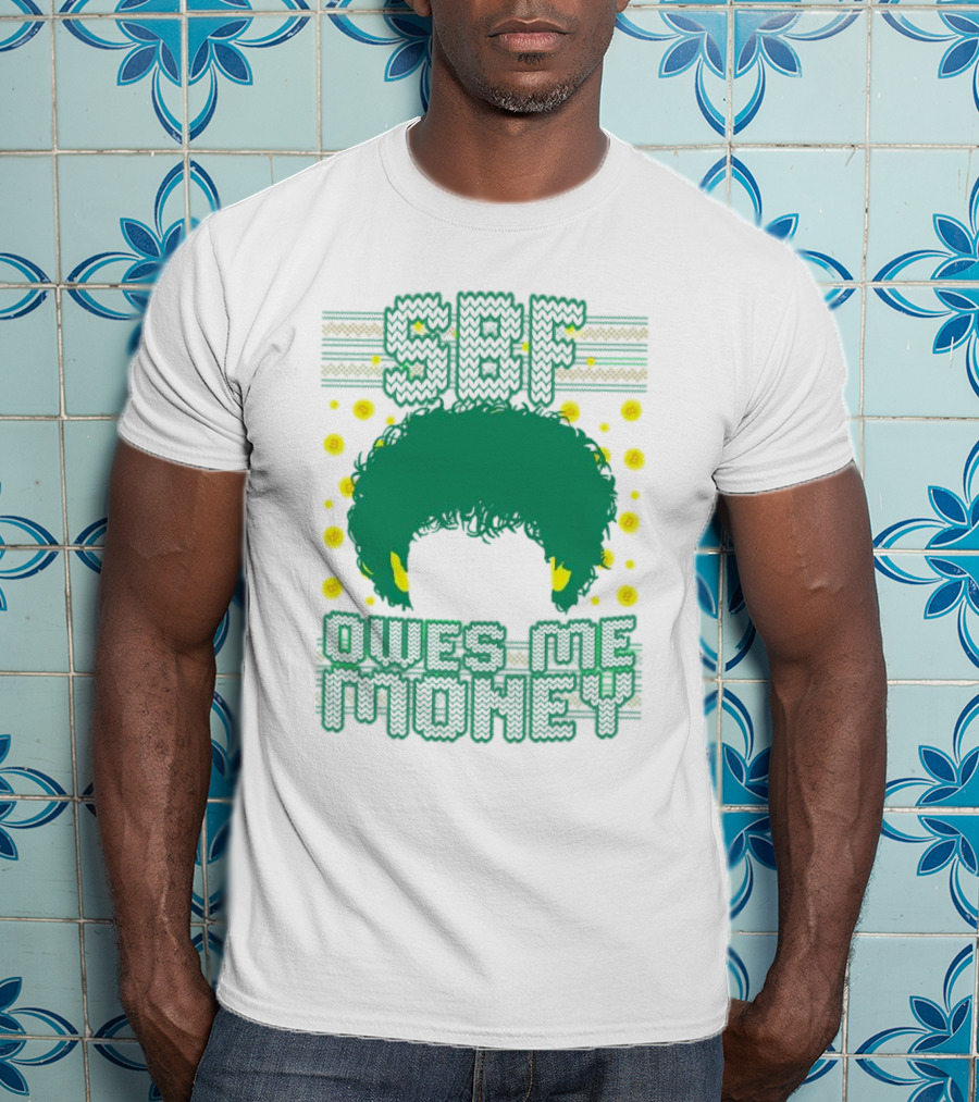 SBF Owes Me Money Christmas Sweater Style Green Hair Pixels T-Shirt