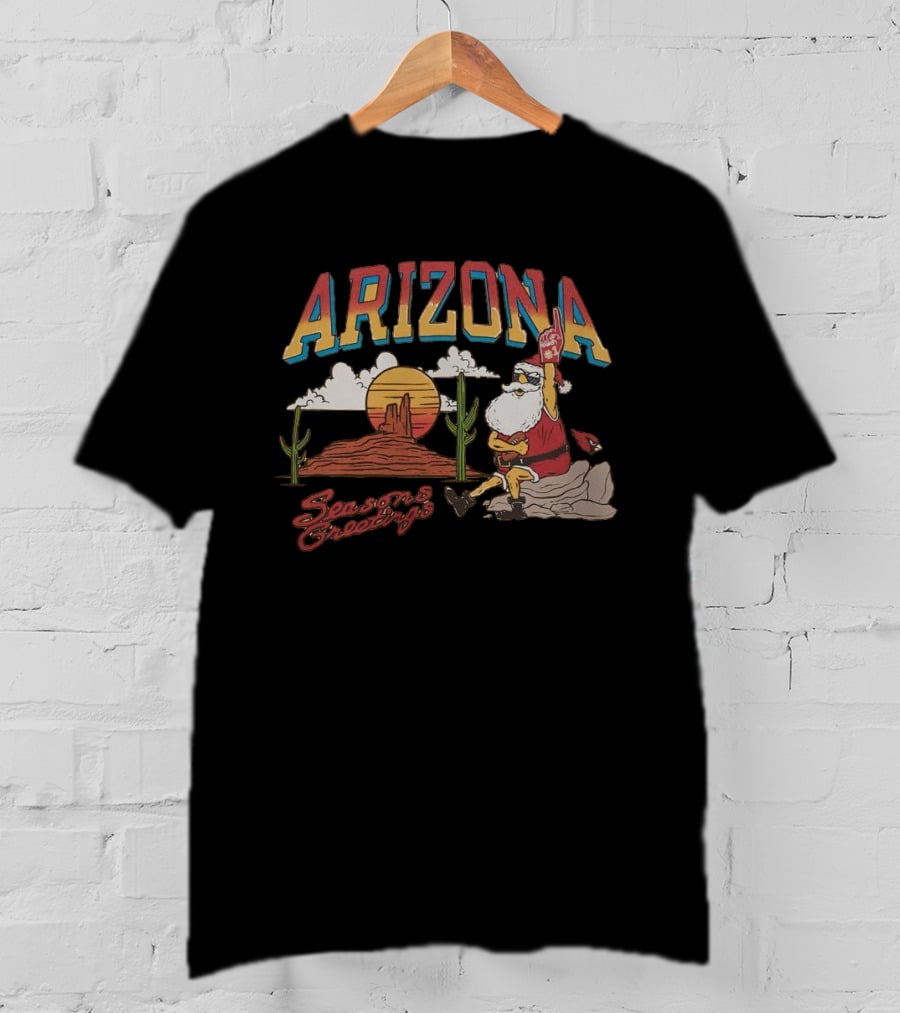 Arizona Cardinals Santa Desert Seasons Greetings Christmas T-Shirt