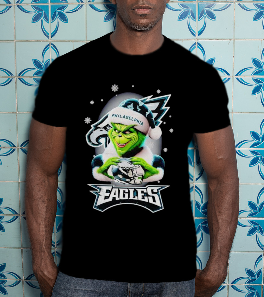 Philadelphia Eagles Grinch Christmas Snowflakes T-Shirt