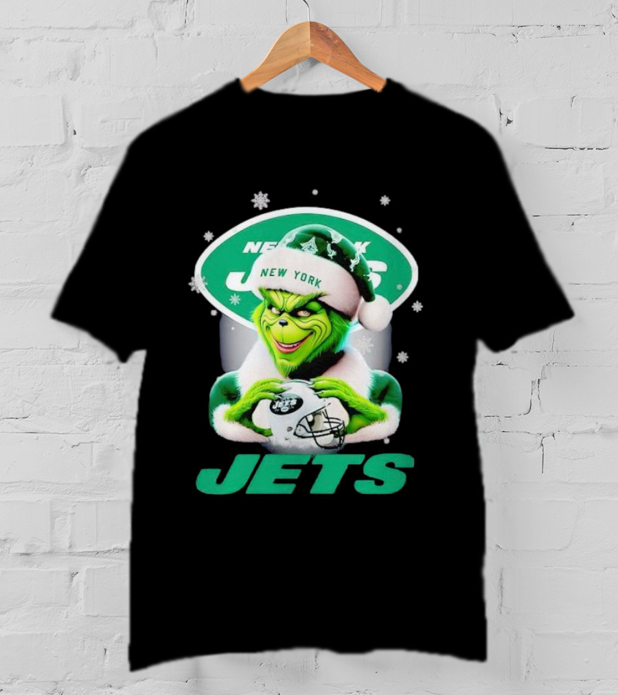 Grinch New York Jets Christmas Football T-Shirt