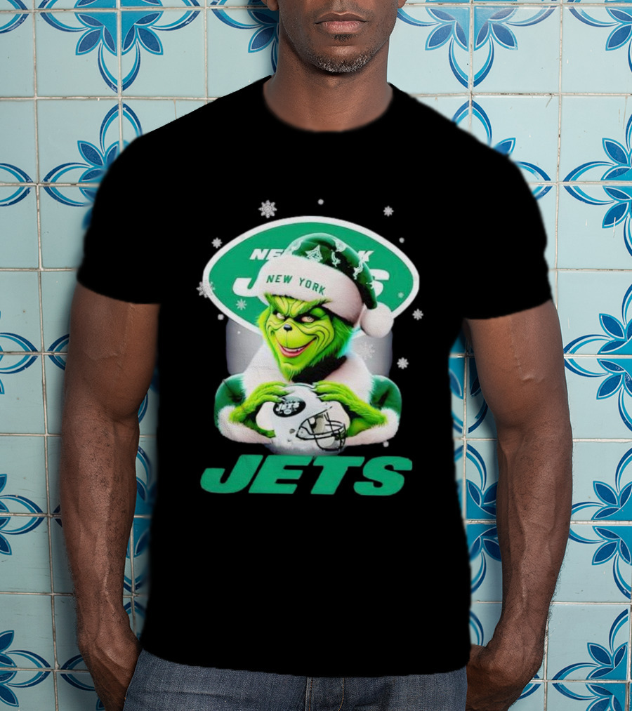 Grinch New York Jets Christmas Football T-Shirt